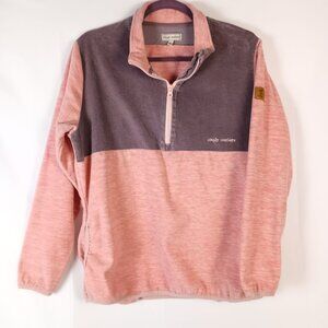 Simply Southern Corduroy Quarter Zip Pullover Womens M Coral Pink Cozy